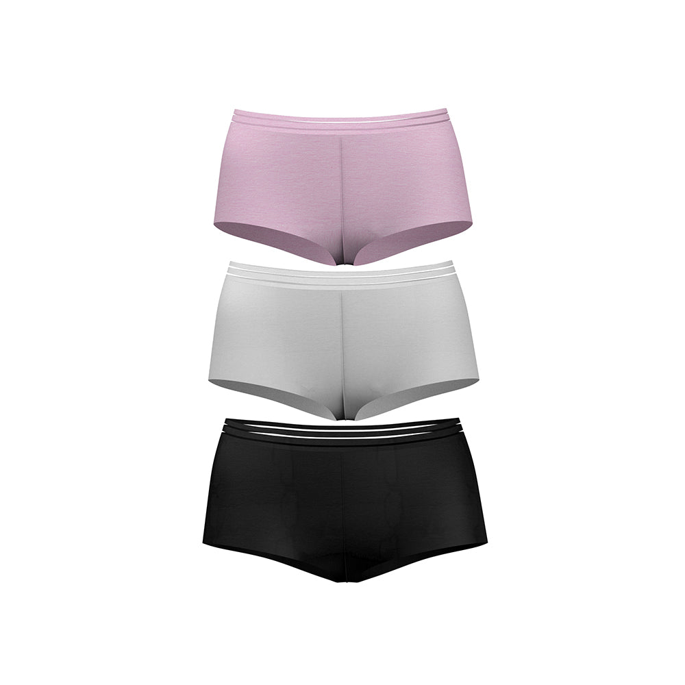 P3-13126B - Pack x3 Panty Boyshort Tonos Basicos