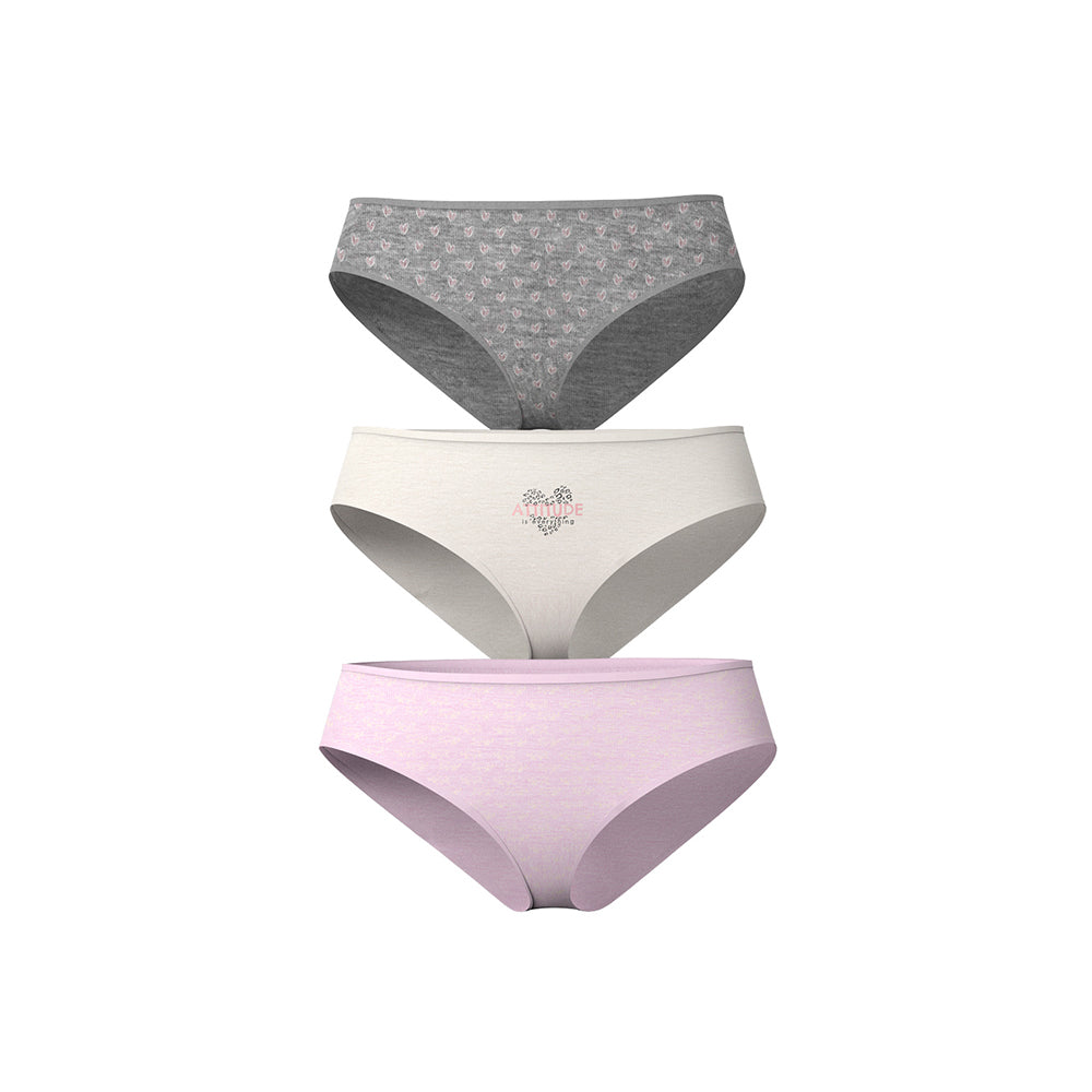 P3-308.75E - Pack x3 Panties Juveniles Semicintura Estampado Tonos Pasteles