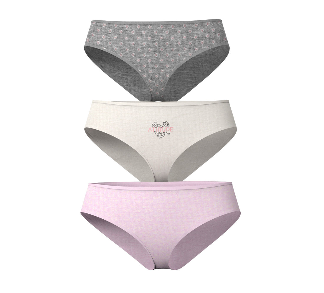 P3-308.75E - Pack x3 Panties Juveniles Semicintura Estampado Tonos Pasteles